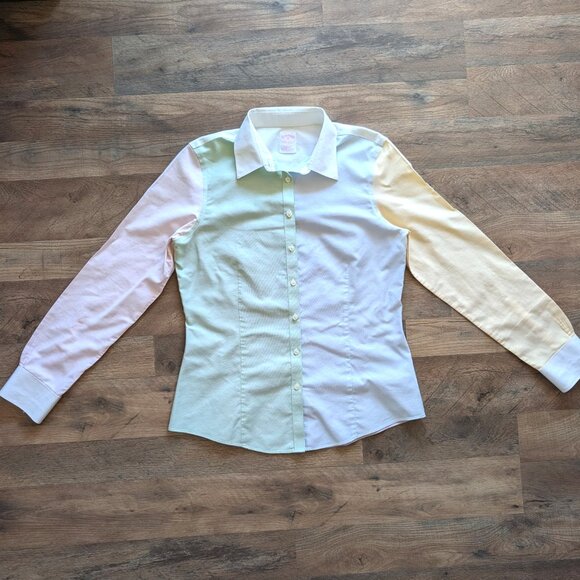 Brooks Brothers Size 10 Womens Button Shirt  Colorblock Pastels - Picture 11 of 12